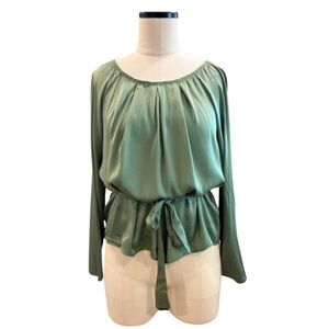 NWT Ellie Tahari Green Silk “Rayna Blouse” Size X-Small